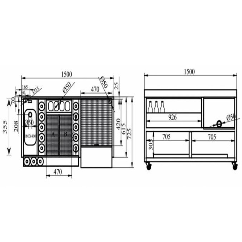Modulo Bar M150 con lavabo