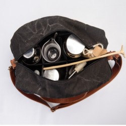 Borsa Tool Bag Barman Grigio Scuro in Tela e Vera Pelle