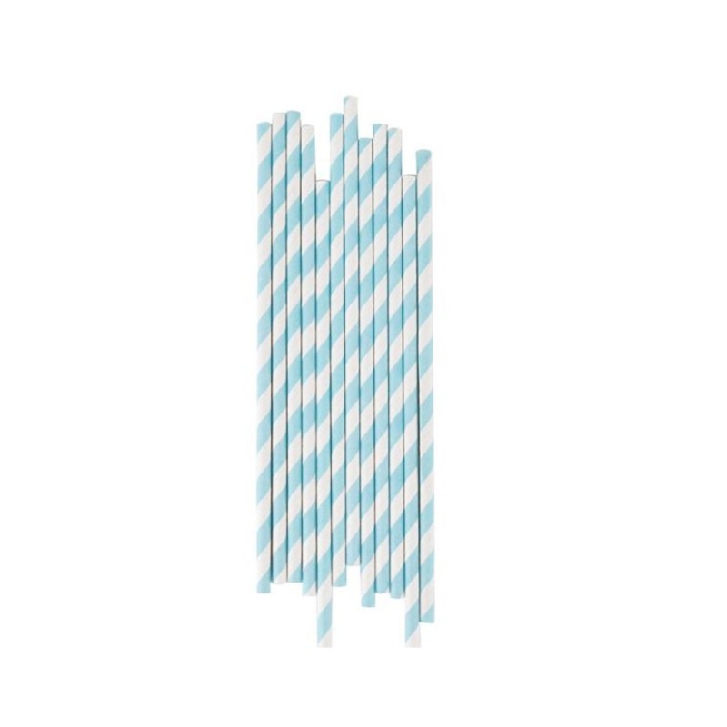 Cannucce in Carta Celeste e Bianco Conf. 25 pz