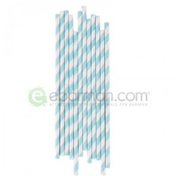 Cannucce in Carta Celeste e Bianco Conf. 25 pz