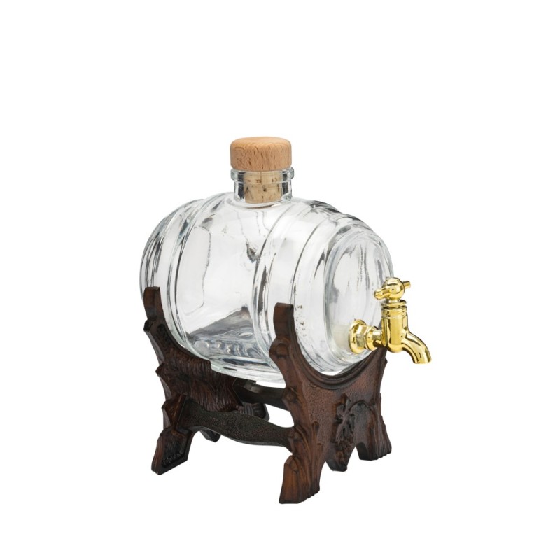 Botte in vetro 50 cl con sostegno e rubinetto dorato