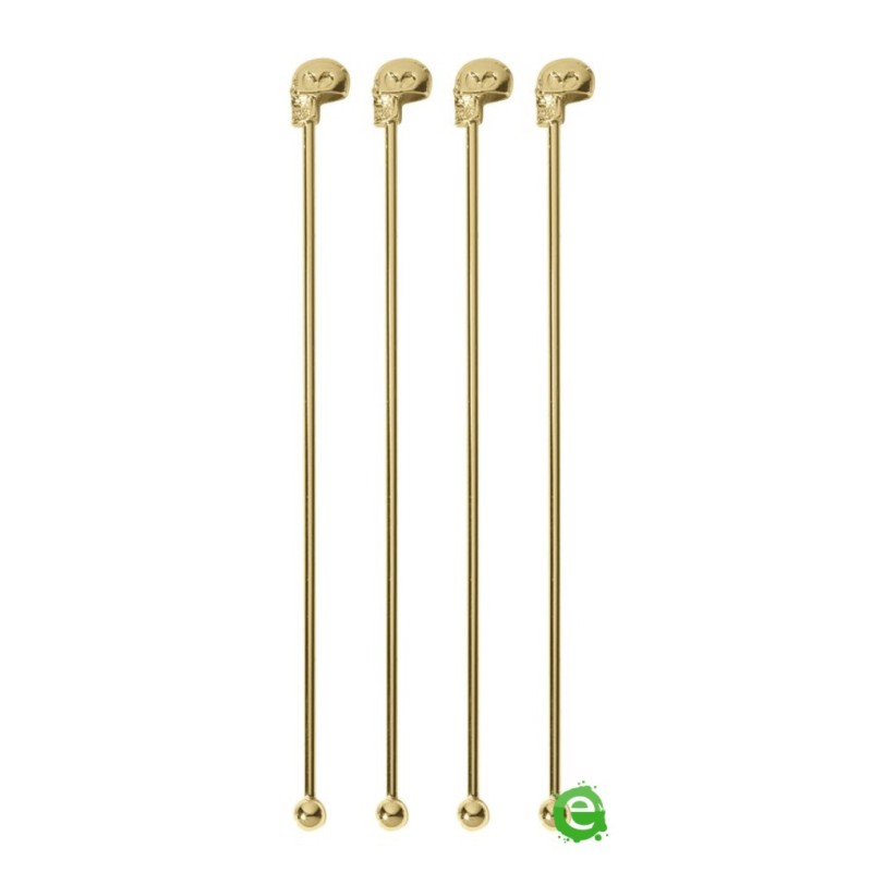 Stirrer con teschio oro 18.5 cm 4pz