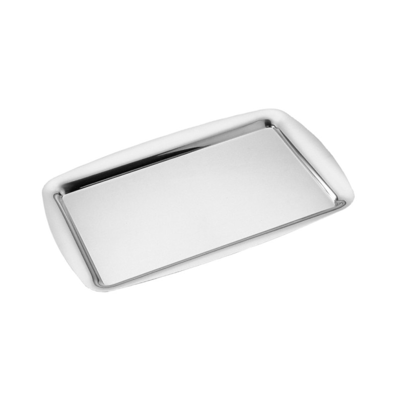Vassoio rettangolare Orchidea in acciaio inox 45x31 cm