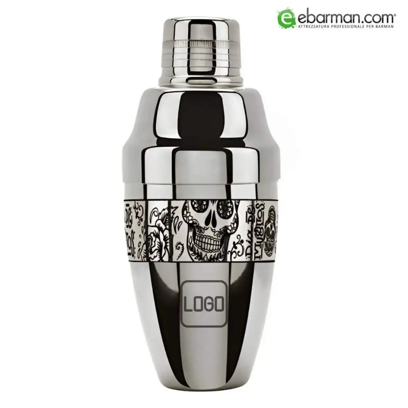 Shaker Cobbler Teschio Messicano con logo Maggiore Produzioni® personalizzato 500 ml