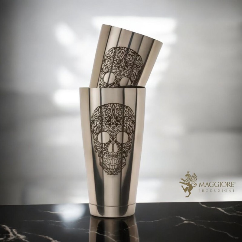 Shaker Boston Skull Uzucar con nome Maggiore Produzioni® personalizzato 900 e 600 ml